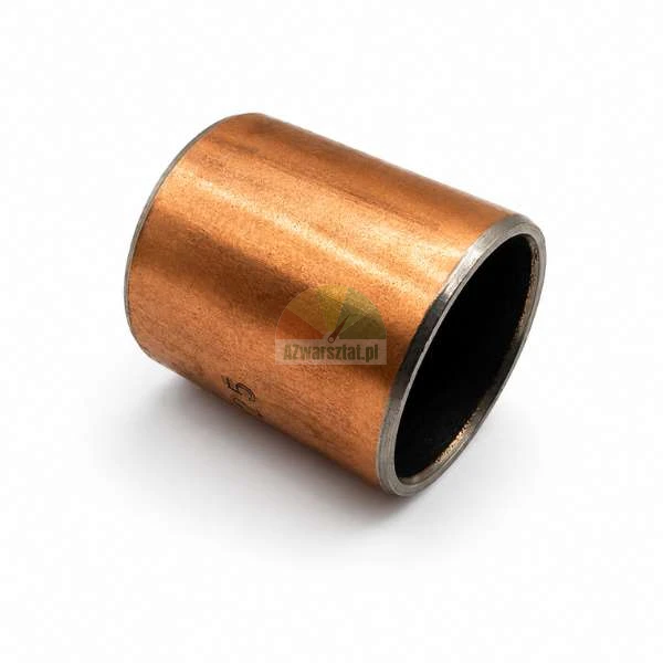 Copper-plated sleeve bushing with a dark lining, isolated on a white background.