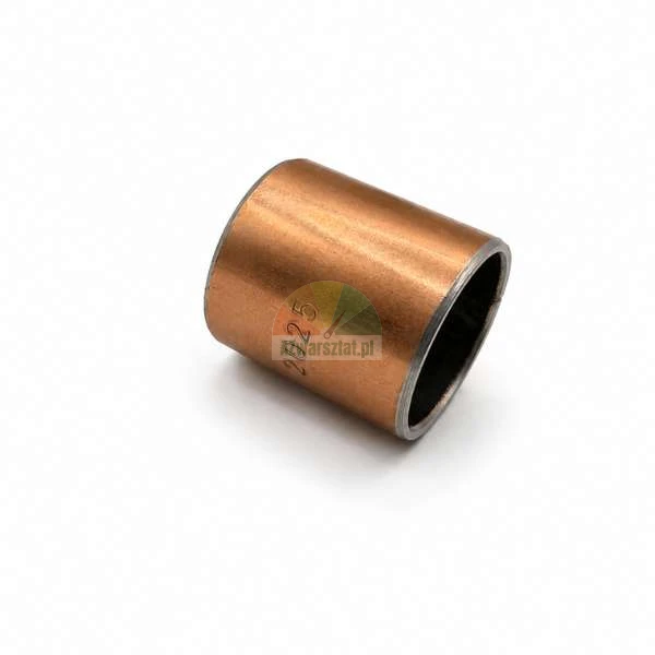 Bronze sliding sleeve bushing with engraved number 2025, isolated on white background.
