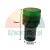 Green LED indicator light 22mm AC/DC 24V with dimensions: height 52mm, top diameter 28mm, mounting diameter 20.5mm.