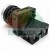 Industrial push button switch with black body and NC (normally closed) contact block labeled 1 and 2.