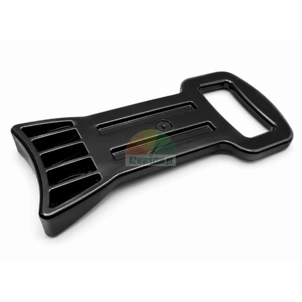 Black plastic manual mounting clamp with a comfortable grip handle on a white background.