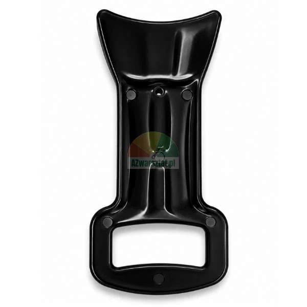 Black glossy plastic mounting bracket, back view showing mounting points and ergonomic shape.