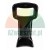 Black plastic T-shaped handle with an ergonomic grip opening and a flared, curved base, isolated on a white background.