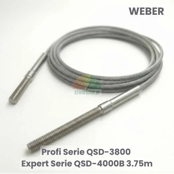 Steel equalizer cable for Weber lift Profi Serie QSD-3800 and Expert Serie QSD-4000B, length 3.75m with threaded studs