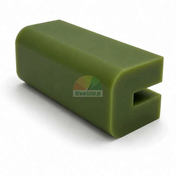 Olive green rubber edge guard with a C-shaped profile on a white background.