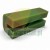 Green plastic U-shaped sliding profile guide on a white background