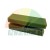 Two rectangular blocks of green olive soap stacked on top of each other against a white background.