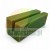 Olive green block stand with a longitudinal slot for holding cards, menus, or photos, isolated on a white background.