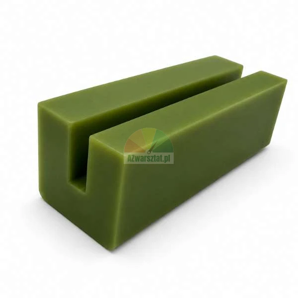 Olive green block stand with a longitudinal slot for holding cards, menus, or photos, isolated on a white background.