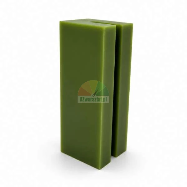 Green acrylic standing holder with a vertical slot for menus or business cards, on a white background.