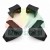 Set of four black plastic mounting clips or brackets, arranged symmetrically on a clean white background.