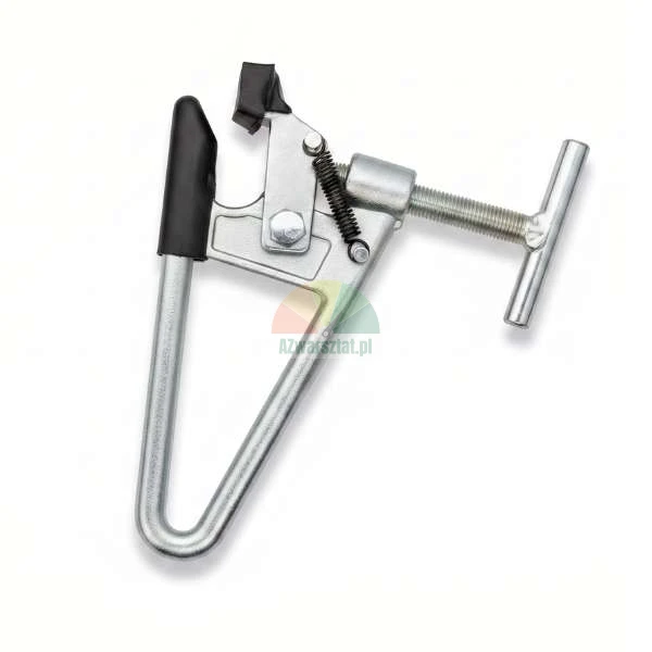 Metal tile and glass breaking clamp with a T-handle screw mechanism and black rubber protective caps on the jaws.