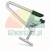 Metal screw clamp with spring mechanism and black protective pads on a white background.