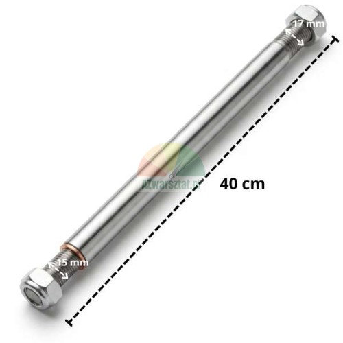 Steel piston rod for fender cylinder, length 40 cm, with nuts