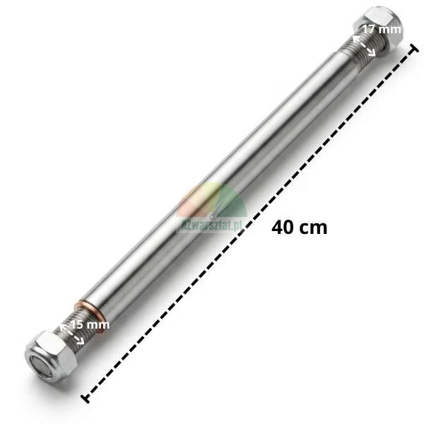 Steel piston rod for fender cylinder, length 40 cm, with nuts