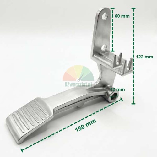 Aluminum tire changer pedal type B with dimensions.