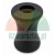 Black hourglass-shaped roller with a central mounting hole, isolated on a white background.