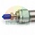 Metallic industrial sensor or actuator with a blue protective cap on the tip, against a white background.