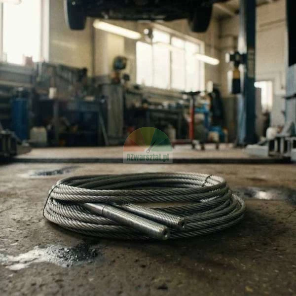Steel lift cable replacement SJC 10XL 3.8m for Weber lift on a workshop floor
