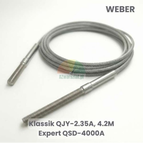 Steel synchronization cable for Weber Klassik QJY-2.35A, Klassik 4.2M, and Expert QSD-4000A car lift with threaded ends