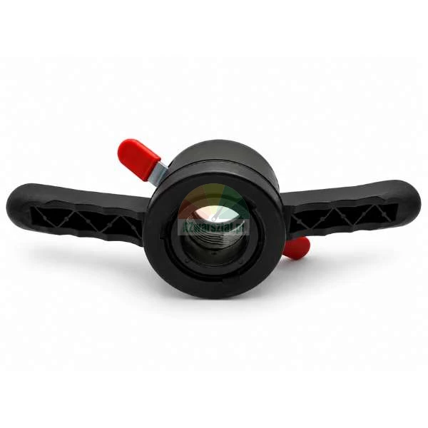 Quick release wing nut for wheel balancer with red release triggers, front view on a white background.