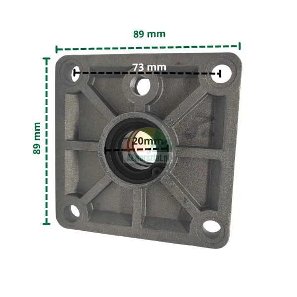 Square tire changer cylinder cover 89x89 mm with dimensions diagram