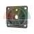 Black metal mounting flange with a square base, central bore, reinforcing ribs, and four corner mounting holes on a white background.