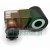 Solenoid valve coil AC 220V in black with a transparent plug connector on a white background.