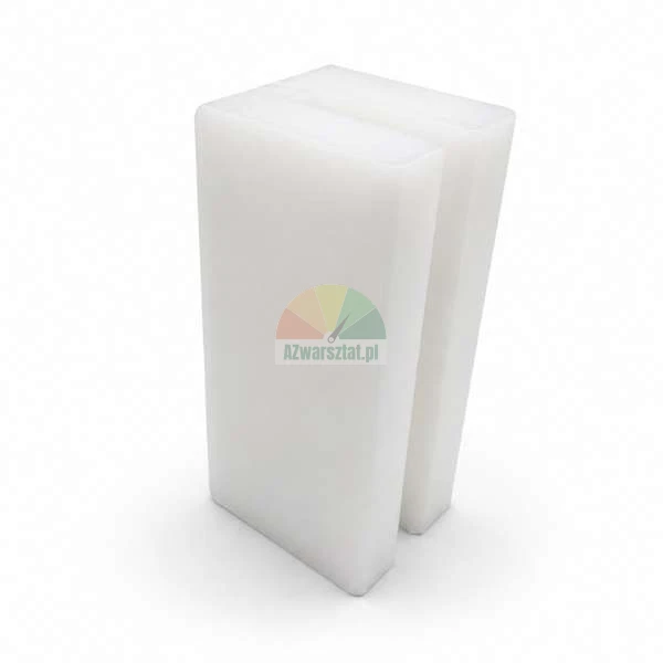 White rectangular block of soap base or wax with a vertical slot on a white background.
