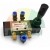 Pneumatic hand lever joystick control valve 4MH230C-06 for tyre changer arm with blue quick connectors and brass silencers.