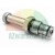 Metal solenoid valve armature tube with thread, o-rings, and mesh filter on a white background.