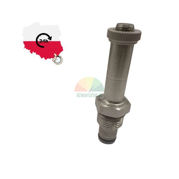 Metal solenoid valve armature tube with mesh filter and seal, with a graphic of Poland map and 24h shipping icon