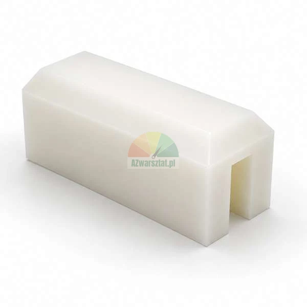 White plastic guide slider block with a groove, industrial component