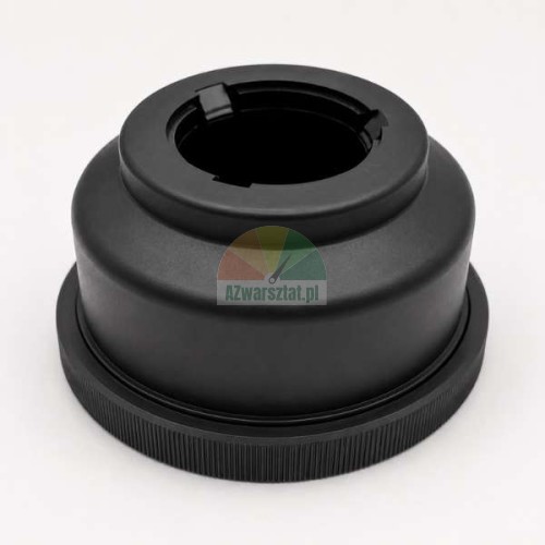 Black plastic adapter for quick release clamping nut, top view on a light background