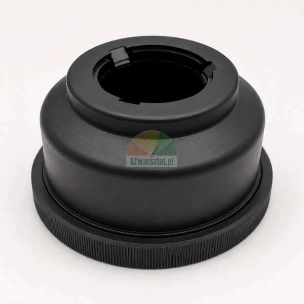 Black plastic adapter for quick release clamping nut, top view on a light background