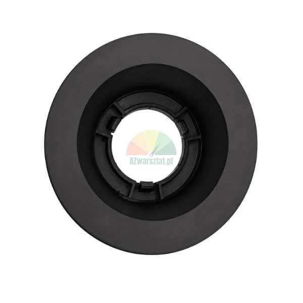 Black circular plastic mounting collar with internal clips, top view on a white background.