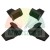 Set of four black plastic mounting elements or protective feet on a white background.