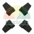 Four black plastic mounting clips on a white background, arranged symmetrically.