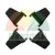 Four black plastic mounting clips arranged symmetrically on a white background.