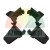 Four black plastic mounting elements or clips, arranged symmetrically on a white background.