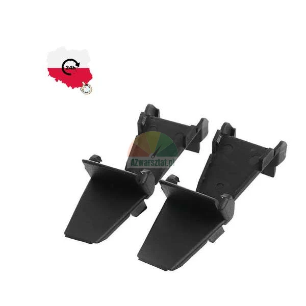 Two black plastic mounting clips or guides on a white background with a fast shipping logo
