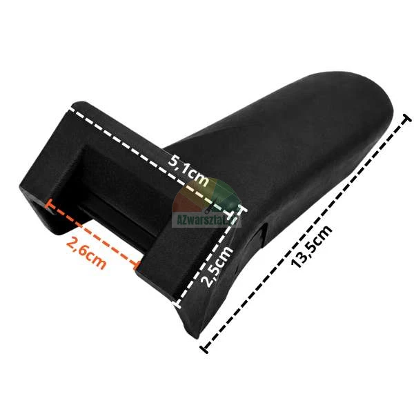 Black long plastic jaw protector type A with marked dimensions