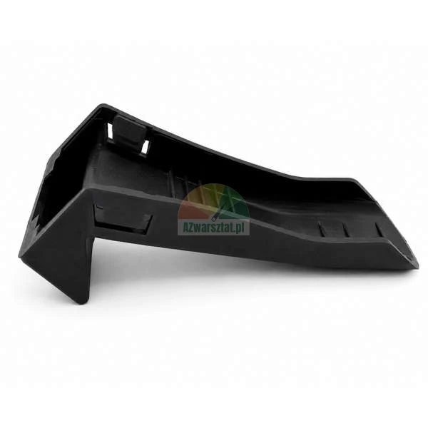 Black plastic mounting clip or profiled bracket, side view on a white background.