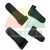 Set of four black protective covers for armrests, consisting of two long and two short pads, isolated on a white background.