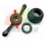 Quick release wing nut for wheel balancer with red release tabs, pressure cup, and ring on a white background.
