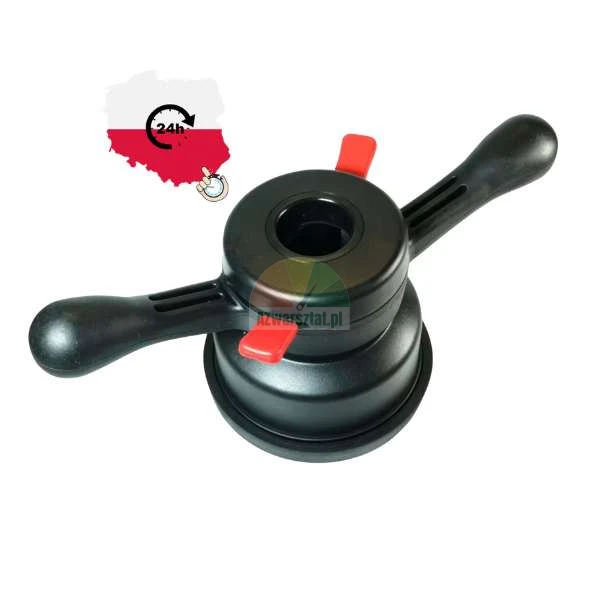 Black quick release wing nut for wheel balancer with red release triggers