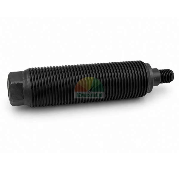 Threaded metal wheel balancer shaft, 40mm diameter and 18cm length, shown on a plain background
