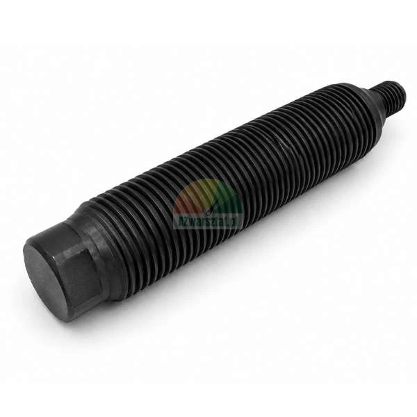Black metal threaded spindle with a hexagonal head, used as a pressure screw or puller component.
