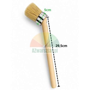 Tire mounting paste brush 50mm with a 29.5cm wooden handle.