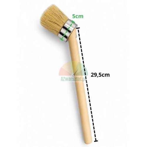 Tire mounting paste brush 50mm with a 29.5cm wooden handle.